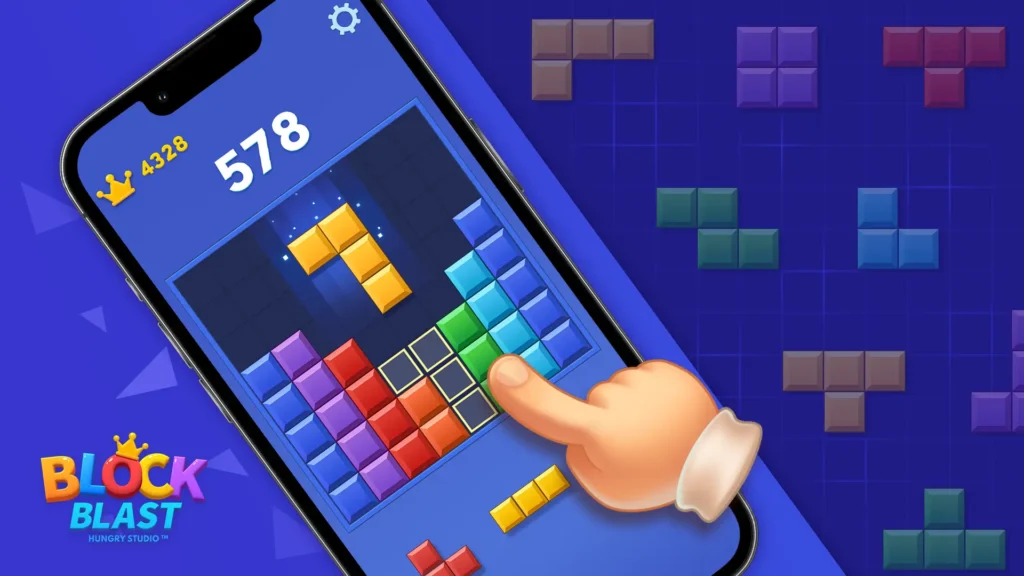  Block Blast MOD APK puzzle grid with colorful blocks and no ads