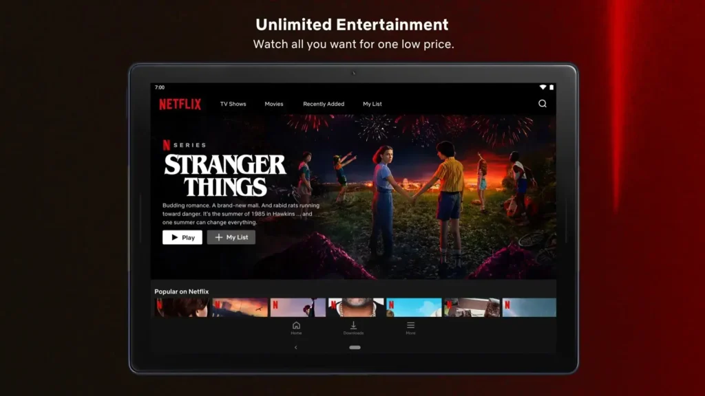 Netflix MOD APK logo with 4K and no ads icons